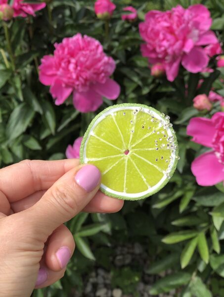 Брошь - Лайм - круглый с сахаром